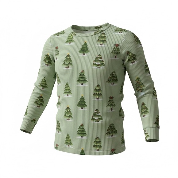 Minikin Mischief Other - Minikin Mischief Kids Sage Green Ribbed Bamboo Christmas Tree Top 12/14
